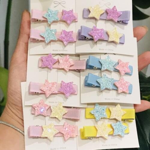 2Pcs/set Hair pin Baby Girls Kid Headwear Hair Accessories Hairpins Shiny Star Hair Clips Children Party Gift