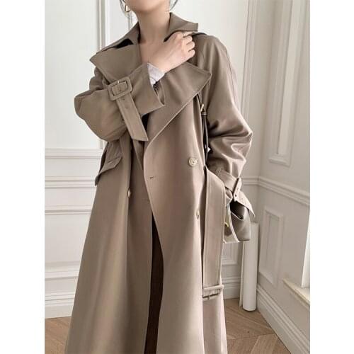 Womens Windbreaker Womens Spring Autumn Winter Simple Atmosphere Liner Removable Long Raglan Sleeve Coat New Style