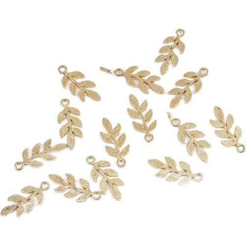 20pcs Metal Gold Leaf Earrings Making Accessories Connectors for DIY Handmade Fashion Jewelry Necklace Bracelet Earring Findings
