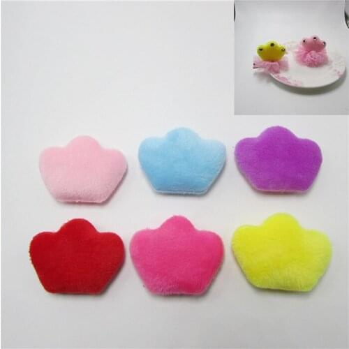120pcs/lot flocking plush fabric crown padded applique Crafts for headwear cake decorate DIY accessories 4.5*3.5cm