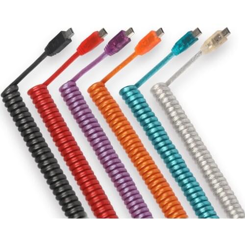 2M USB Mini-B Micro Type-c Interface Mechanical Keyboard Spiral Data Cable For Customized Mechanical Keyboard