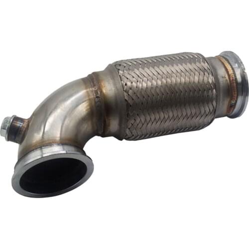 3" V-Band Flanged Downpipe Low Profile 90° W/ Flex Bellow Pipe Stainless Steel