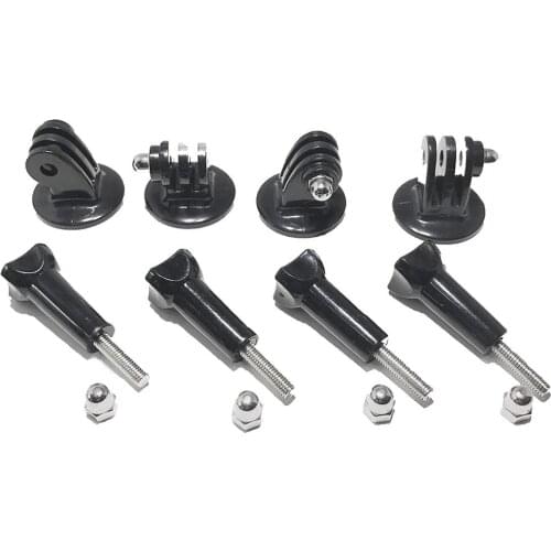 4 Pack Universal Black Tripod Mount Adapter for GoPro Hero, Session, Suptig Camera with Long Thumbscrew with Cap