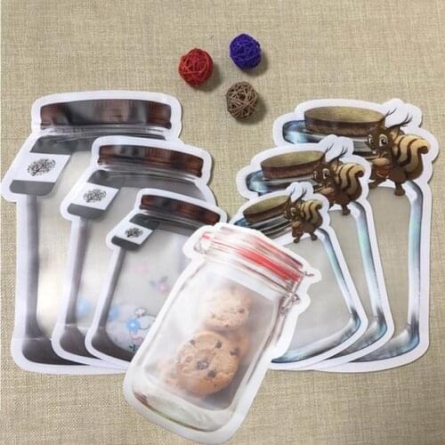 5Pcs Reusable Mason Jar Bottles Bags Food Container Vacuum Fresh Zipper Bags Fresh Food Storage Bag Kitchen Organizer