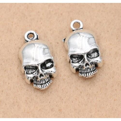 5pcs Tibetan Silver Plated Skull Head Charm Pendants for Jewelry Making Diy Jewelry Findings 18x10mm