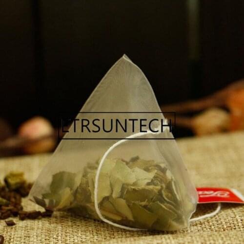 5000pcs 5.8*7cm Pyramid Tea Bags Filters Nylon TeaBag Single String With Label Transparent Empty Tea Bags