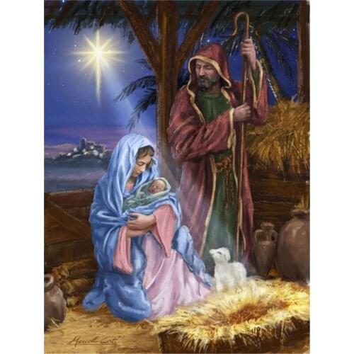 5D DIY Diamond Embroidery Painting Jesus Birth Full Square Drill Mosaic Religion Picture Of Rhinestone Handmade Gift