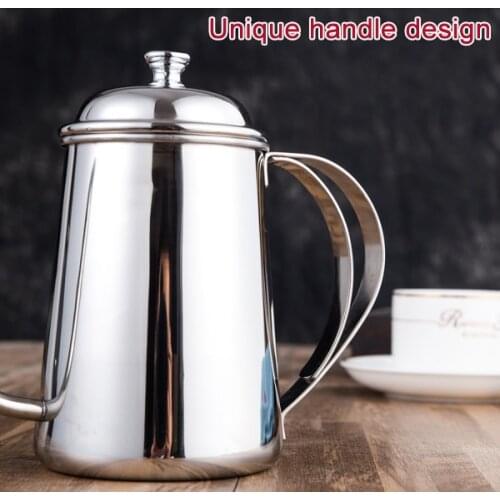 650ML Stainless Steel Coffee Pot Gooseneck Spout Long Mouth Kettle Hand Punch Coffee Pots AUG889