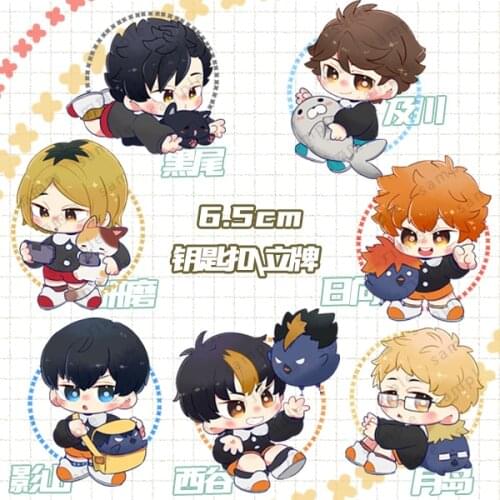Anime Haikyuu!! Tobio Kageyama Kei Tsukishima Oikawa Tooru Q Version Acrylic Keychain Pendant Cartoon Stand Model Keyring Gift