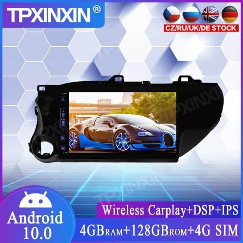 4+128G Android 10.0 For Toyota Hilux 2016-2018 Car Multimedia Player GPS Navi Head Unit Radio Audio Stereo Tape Recorder Carplay