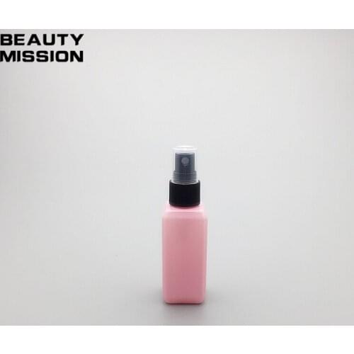 BEAUTY MISSION 50ml empty pink square Plastic Pump Spray Bottle Makeup for women Cosmetic Cute Tool Storing Perfume