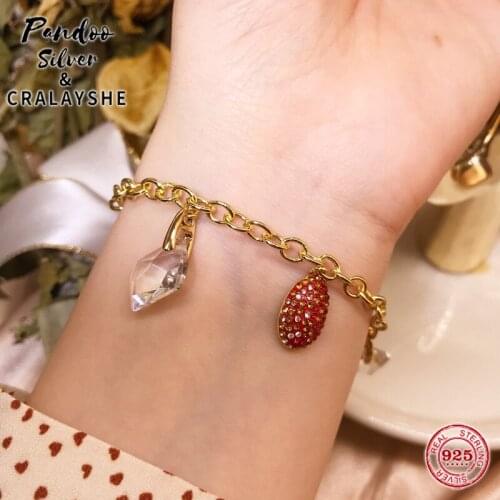 Trend S925 Sterling Silver Jewelry 1:1 Copy,ELEMENT Fire Signs Irregular Crystal Accessory Bracelet Gift For Female With Logo