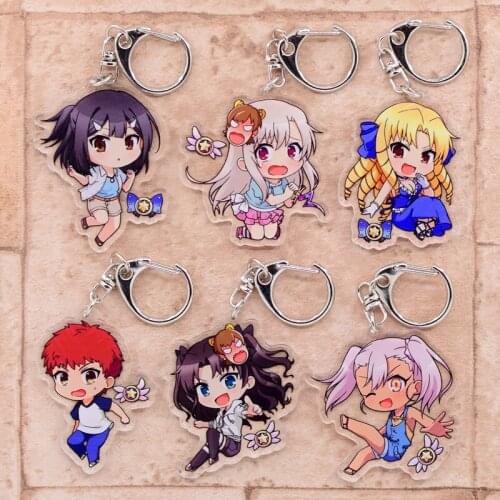Fate Stay Night Keychain Cute Double Sided 6 Styles Key Chain Pendant Acrylic Anime Accessories Cartoon Keyring