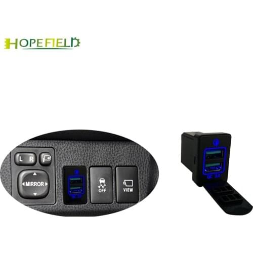 QC3.0 Quick Charger Blue Led Dual USB Charging Socket Adapter For Toyota Camry Prado Corolla RAV4 Yaris Highlander Vios Reiz