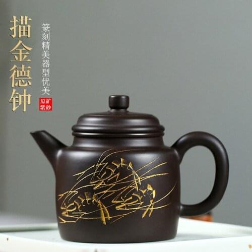 Teapot master handmade teapot kungfu tea set black clay painted gold Gao de Zhong Zhao acting as an agent for delivery