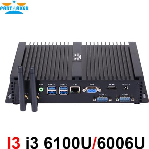 Dual Core i3 6006U i3 6100U Gaming Mini PC windows 10 Intel NUC Fanless Industrial Computer HDMI VGA linux Desktop 2*RS232 COM