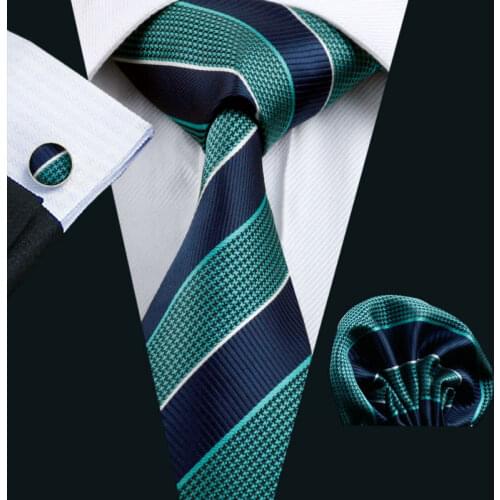 LS-587 2016 Men`s Tie 100% Silk Striped Jacquard Woven Classic Gravata Tie+Hanky+Cufflinks Set For Formal Wedding Business Party