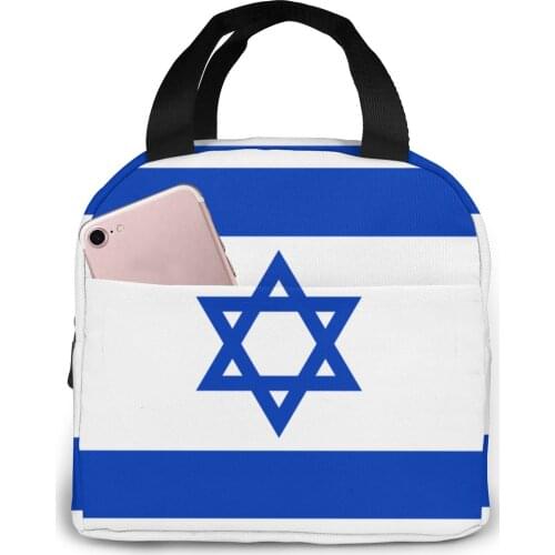 Israel Flag Canvas Lunch Bag Thermal Food Picnic Lunch Bags for Women Kids Men Cooler Lunch Box Bag Tote