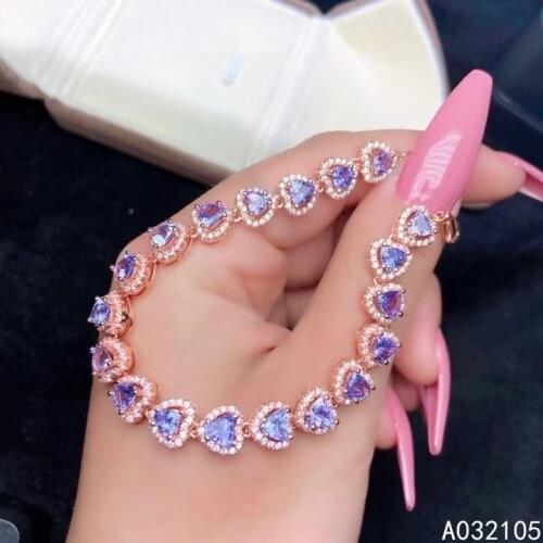 KJJEAXCMY fine jewelry 925 sterling silver inlaid Natural Tanzanite women luxury vintage OL style gem hand bracelet support dete