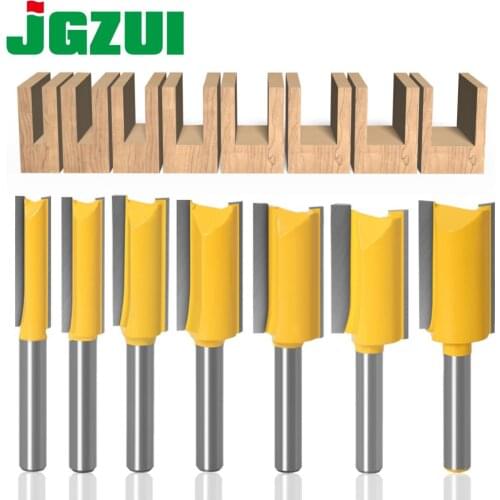 JGZUI 1pc 1/4 Shank Straight Bit Tungsten Carbide Single Double Flute Router Bit Wood Milling Cutter for Woodwork