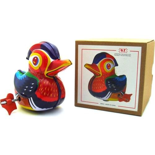 Classic Clockwork Wind Up Tin Toy Antique Style mandarin duck Wind Up Toys iron Metal Models For Adult Kids Collectible Gift