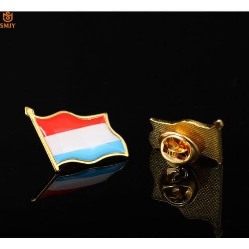 Luxembourg Colorful Enamel Country Flag Brooch Euro Zinc Alloy Tie/Hat Lapel Pin Butterfly Buckle Badge Collection
