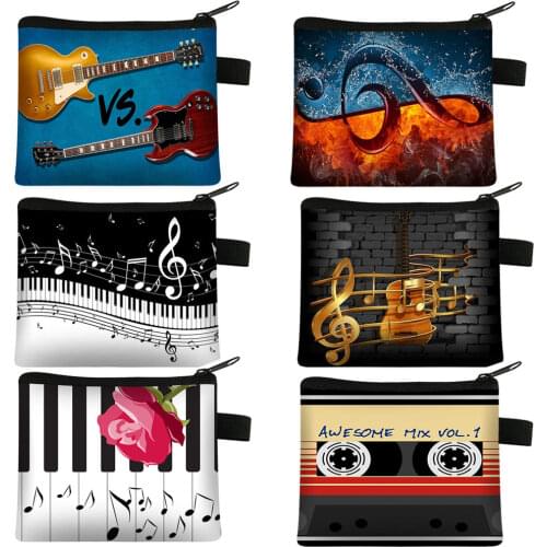 Music Note Coin Purse Women Wallet Piano Guitar Money Bag Women Purses Small Clutch Card and Keys Holder Bags Gift