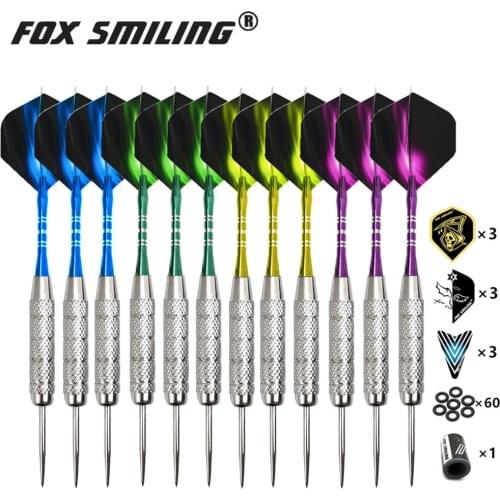 Fox Smiling 12PCS 22g Steel Tip Darts With Aluminum Shaft And Dart Accessories