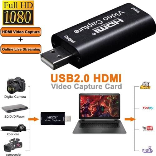 Mini Video Capture Card USB 2.0 Video Record Box Adapter for PS4 Game DVD Camcorder HD Camera Recording Live Streaming