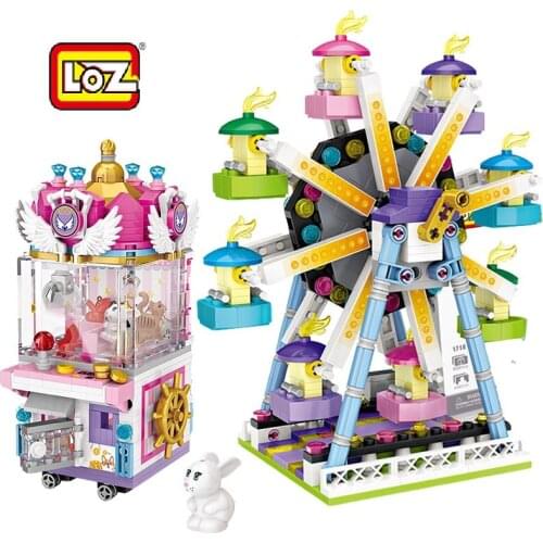 Mini Playground Small Particle Building Blocks Childrens Toys Boys and Girls Street View Ferris Wheel Crane Machine 6 Years Old