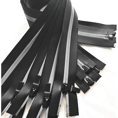 5pcs (20/70cm) 3# Open End Black Waterproof reflective TPU Nylon Zipper, Used For Handicrafts, Sewing Bags, Accessories