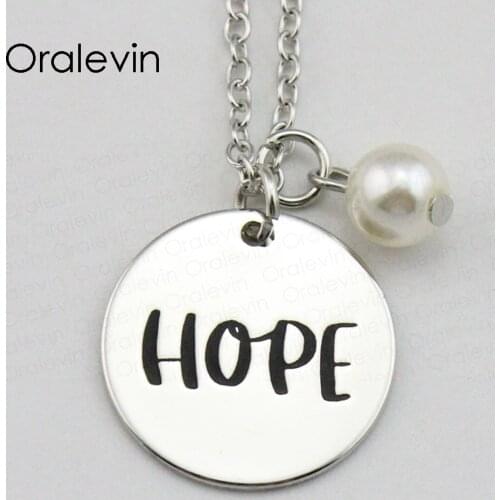 Newest Fashion HOPE Inspirational Hand Stamped Engraved Custom Glamour Pendant Chain Necklace Gift Jewelry,10Pcs/Lot, #LN1952