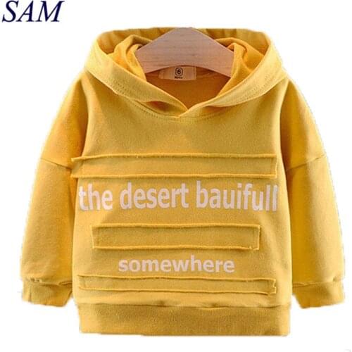 2018 new autumn cloth coat collar hoodie children letter boys and girls long sleeve tops outside the fleece clothing