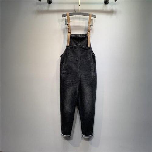 New Spring Autumn Women Denim Overalls Multi-pocket Pencil Harem Pants Korea-style Loose Jean Female Jumpsuits Ankle-length