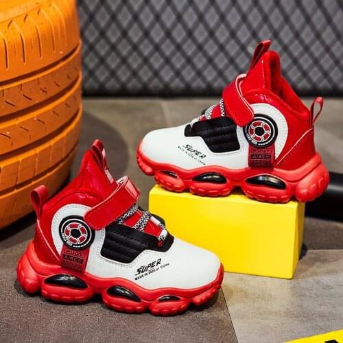 2021 autumn and winter new boys' shoes childrens plus cashmere warm cotton shoes childrens basketball sneakers non-slip