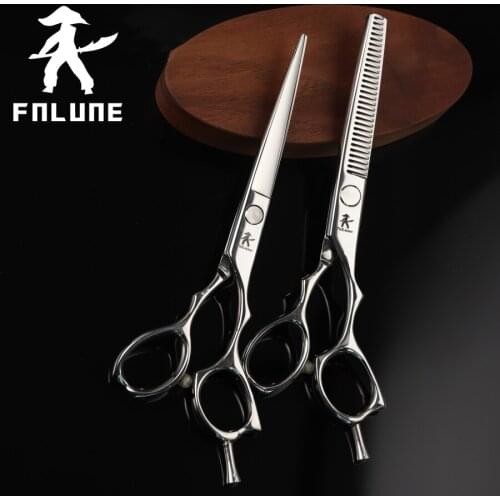 FnLune 6.0 japan steel Professional Hair Salon Scissors Cut Barber Accessories Haircut Thinning Shear Hairdressing Tool Scissors