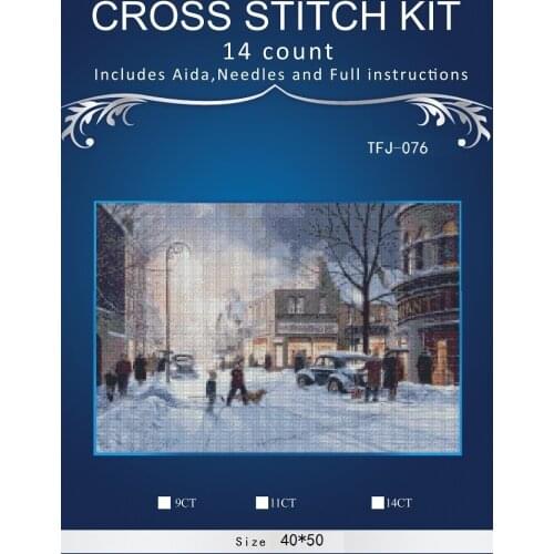 Needlework,DIY DMC Cross stitch Embroidery,The Snow City home arts Counted White canvas Cross-Stitching 9