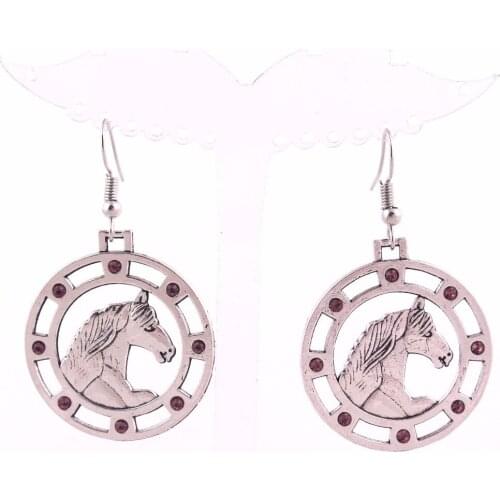 Friesian Horse and Gems Silver earring
