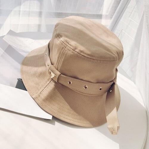 KENSHELLEY Hot Sale Rivet Metal Belt Buckle Fisherman Hat Outdoor Travel Summer Sun Hat Punk Style Lovers Basin Hat