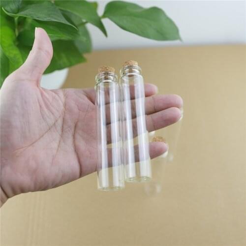 50pcs/Lot 22*100mm 25ml Storage Glass Bottles With Cork Stopper Crafts Tiny stash Jars container Glass Jar Mini Bottle Gift