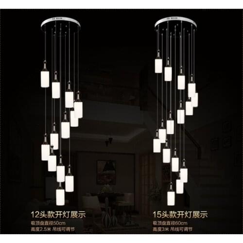 Stairs lights chandeliers modern minimalist restaurants lights personalities revolving stairs glass chandeliers m