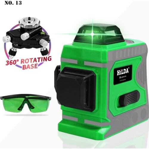 12 Lines 3D Laser Level Cross 360° Horizontal And Vertical Cross Super Powerful Green Laser Beam Line Laser Level with Battery