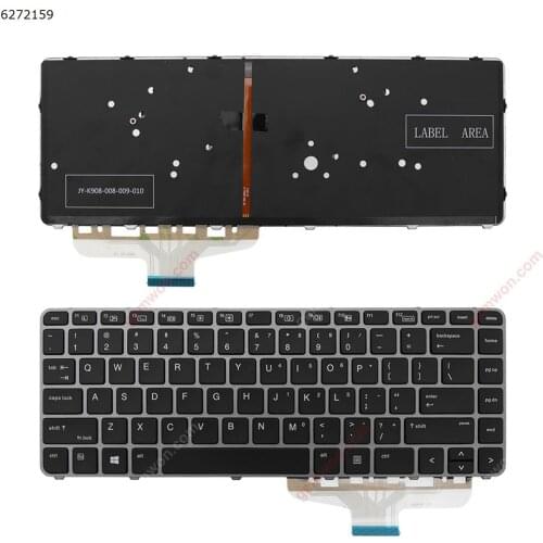 US QWERTY New Keyboard for HP EliteBook Folio 1040 G3 Laptop Silver Frame Black Key with Backlit