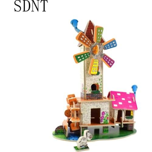 Windmill Cottage 3D Puzzle Toys for Kids Fairytale Building Paper Model Learning DIY Puzzles Toy Game Educational Hobbies Gifts