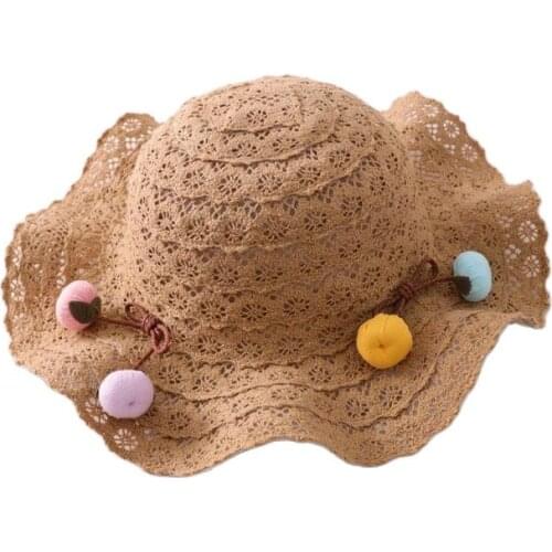 XEONGKVI Stringy Selvedge Pumpkin Parent-child Straw Hat Summer Beach Girl Folding Sun Hats For Women Wide Brim Cap