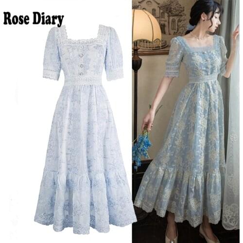 Sweet Lace Dress Women Elegant Summer Short Sleeve Midi Dress Sexy V-neck Elastic Waist Hollow Out A-line Party Holidays Dress