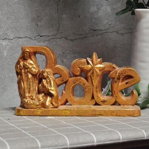 Catholic Golden Manger Christ Statue Christmas Nativity Scene Christian Ornaments cement Crafts Home Decor Gift