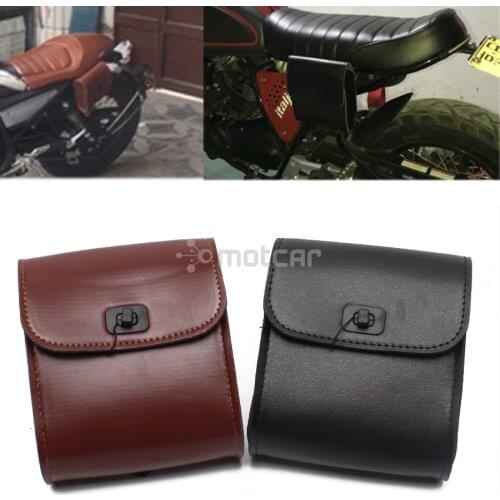 1x Black/Brown PU Leather Motorcycle Luggage Tool Side Bag Saddlebag Tool Bag Universal Fit For Harley Honda Suzuki Kawasaki