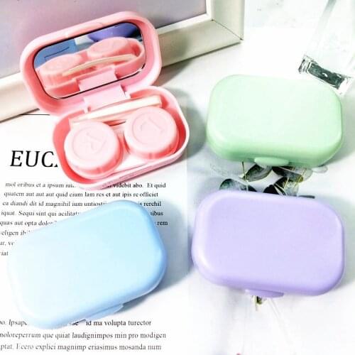 2 Pcs Contact Lens Cases with Mirror Unisex Travel Easy Carry Colored Container Lenses Box