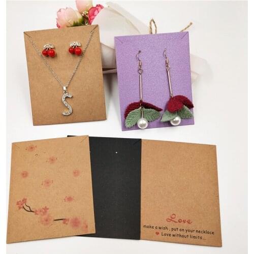 200Pcs Handmade Kraft Paper Cardboard Necklace Long Stud Earring Displays Cards and Other Jewelry Accessories Packing Cards
